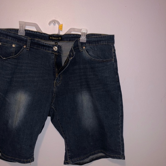 Diverso 24w Bermuda Denim Blue Jean shorts 4th July flag bottom stars stretch - Picture 4 of 7